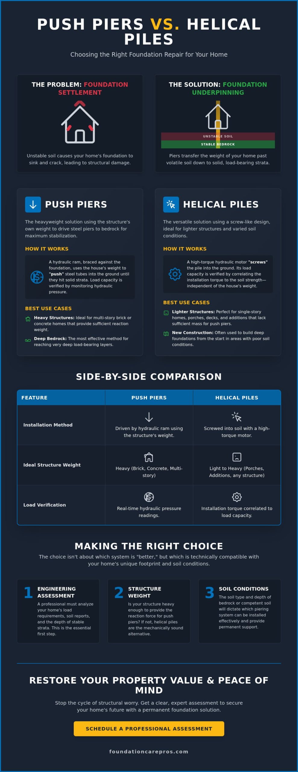 Helical Piles vs Push Piers: Which Foundation Pier System Is Best in 2026?
